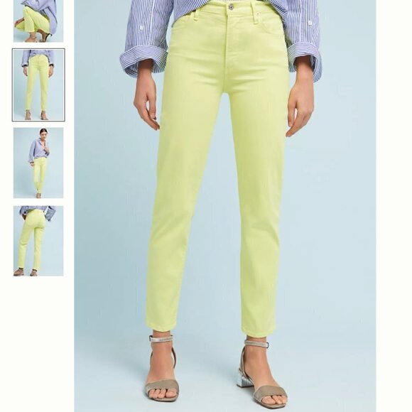 CofH Cara High Rise Cigarette Jeans in Neon Blaze Yellow Size 24 - Picture 3 of 16